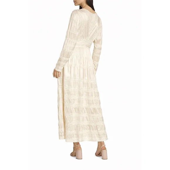 LoveShackFancy Ellitia Maxi Dress Victorian Lace Button Front Ivory NWT Size 4 - Picture 2 of 15